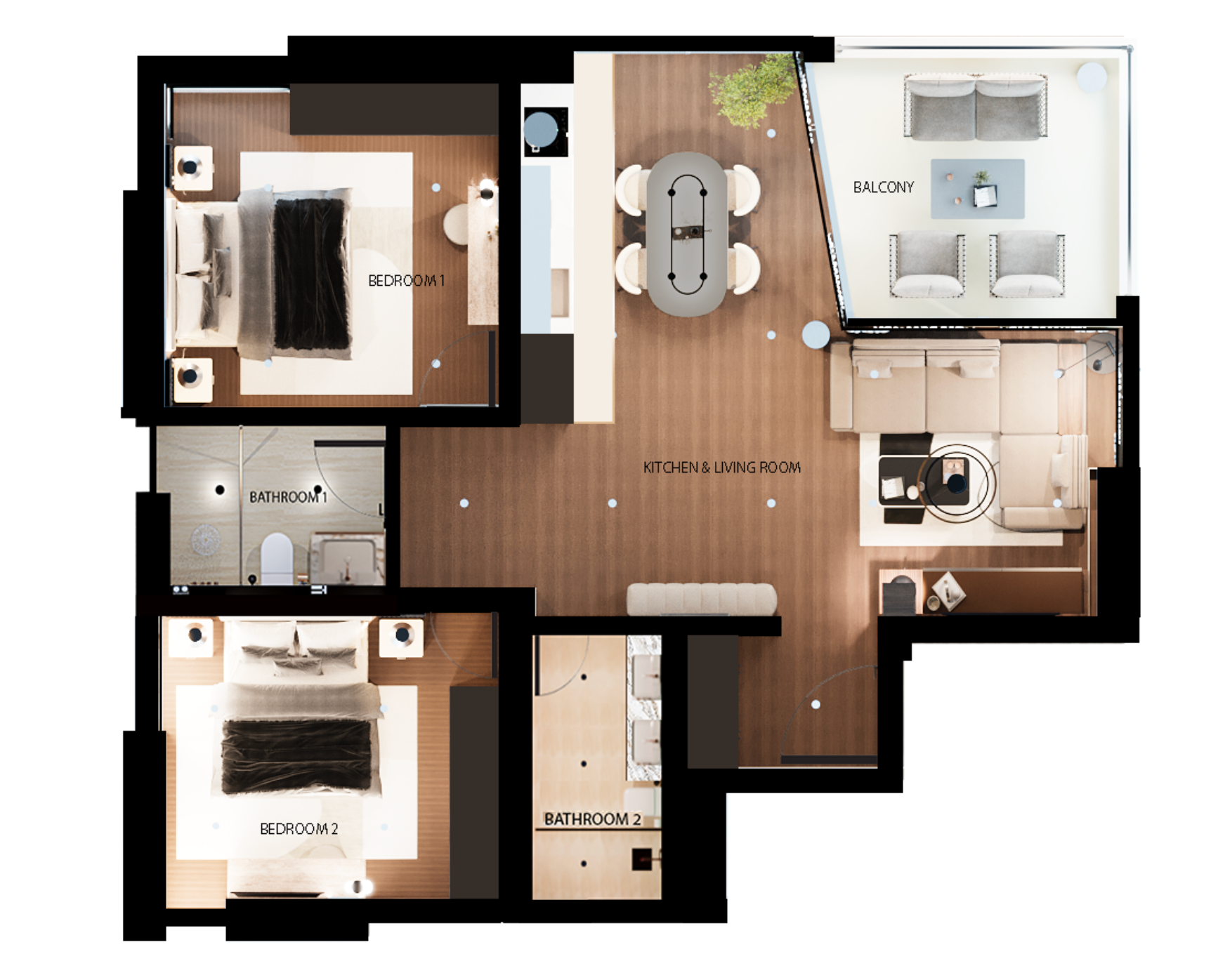 Original designer's two-bedroom floorplan